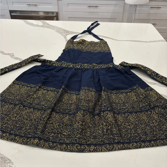 NWOT Anthropologie Elegant Navy and Gold Women's Apron. Culinary inspiration. - Picture 4 of 5